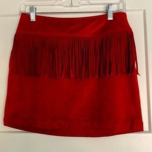 Suede Mini w Fringe Detail